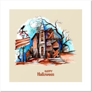 Halloween Spooky House Posters and Art